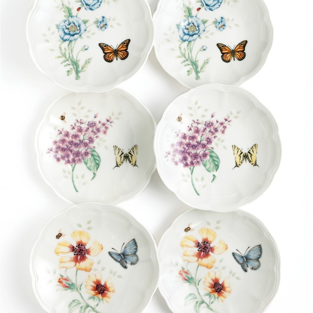 6 Lenox dessert plates Butterfly Meadows